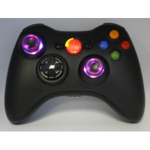 Black Lighted  Guide and Thumbstick Modded Controlle  w/Rapid Fire
