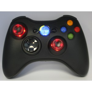 Black Lighted  Guide and Thumbstick Modded Controlle  w/Rapid Fire